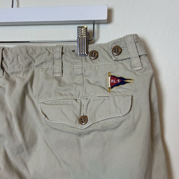 Polo Ralph Lauren Pants Mens 36x34 Tan Chino Flat Front Classic Preppy RL-5 Flag - Picture 9 of 13